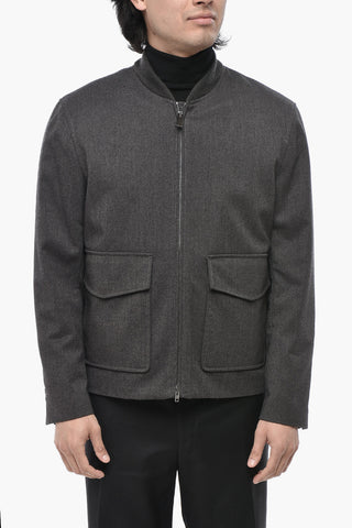 Giubbotto Zip-up in Panno con Tasche Utility