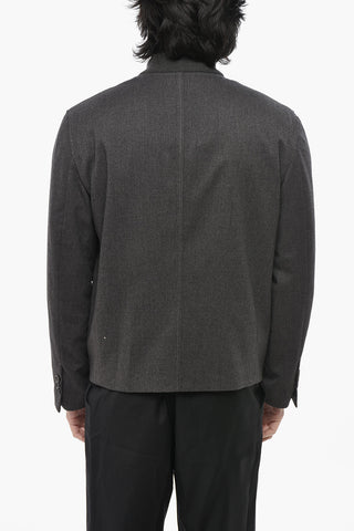 Giubbotto Zip-up in Panno con Tasche Utility