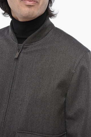 Giubbotto Zip-up in Panno con Tasche Utility