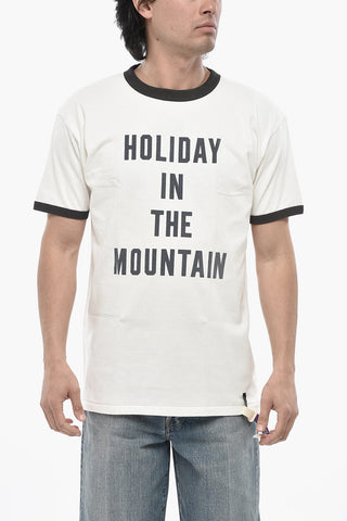 Cotton Crewneck T-Shirt with Front Velour Detail