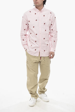 Button-Down-Hemd RELAX DAN Uni Mit Allover-Erdbeerstickereien