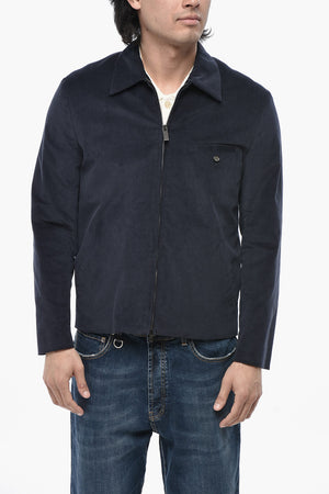 Overshirt in Velour a Coste con Zip Frontale