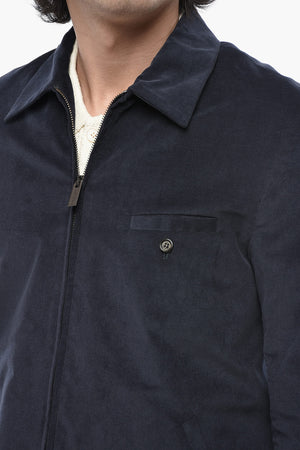Overshirt in Velour a Coste con Zip Frontale