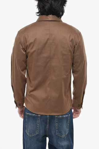 Overshirt in Misto Cotone con Tasche a Toppa