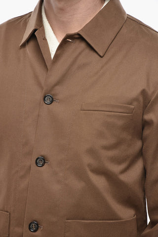 Overshirt in Misto Cotone con Tasche a Toppa