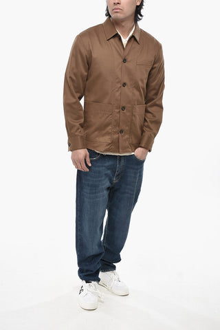 Overshirt in Misto Cotone con Tasche a Toppa