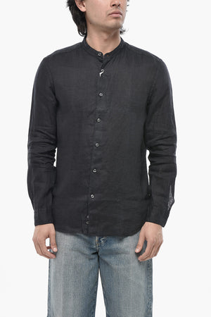 Camicia CLARK in Lino a Collo Coreano