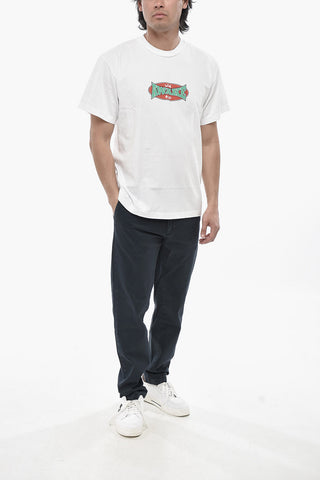 T-Shirt Girocollo in Tinta Unita con Logo Stampato