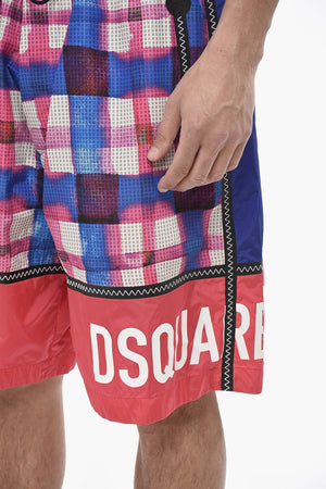 Mehrfarbige Boxer-Badehose mit elastischem Bund