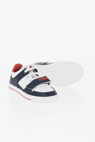 Leather Low-Top Sneakers with Embossed Logo