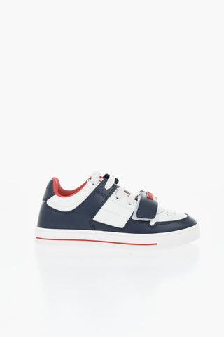 Leather Low-Top Sneakers with Embossed Logo