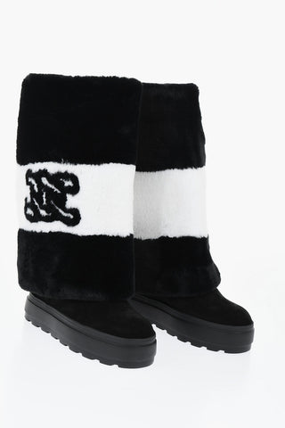 Stivali in Suede con Risvolto in Ecopelliccia