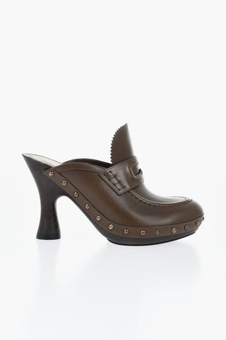 Mules in Pelle Spazzolata con Design Penny 11cm