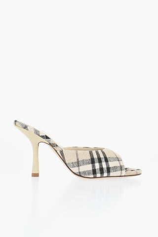 Mules Open Toe in Canvas Motivo Tartan 9cm