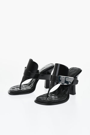 Zehensteg-Mules aus gebürstetem Leder 10cm