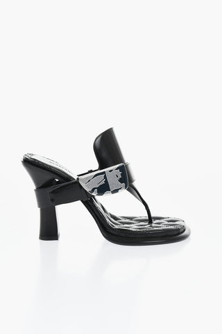 Brushed Leather Thong Mules 10cm