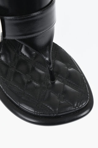 Brushed Leather Thong Mules 10cm