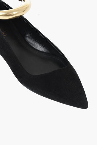 Point-Toe Suede Ballerinas LEANOR With Gold Detail