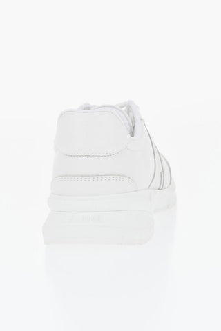 Sneakers Allacciate in Pelle con Suola in Gomma