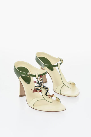 투톤 가죽 T-바 샌들 10cm