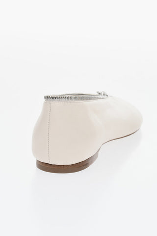 Ballerine Zip-up in Pelle con Suola in Cuoio