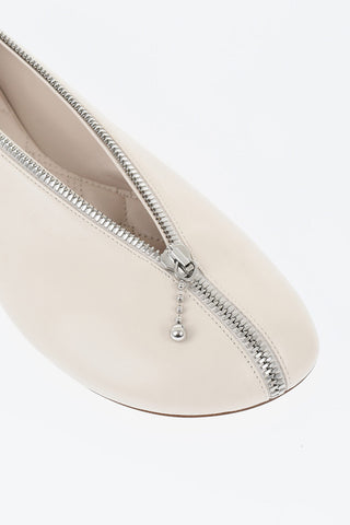 Ballerine Zip-up in Pelle con Suola in Cuoio