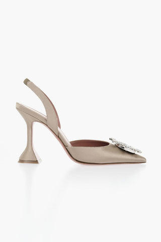 Satin Slingback-Pumps BEGUN mit Schmuckdetail 11cm