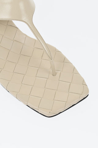 Sandali Infradito in Pelle con Punta Squadrata 6cm