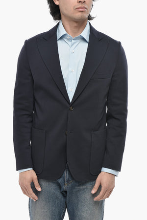 Blazer Sfoderato in Jersey con Tasche a Toppa