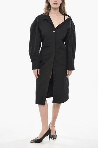 LES SCULPTURES Cotton Chemisier CHEMISE With Belt