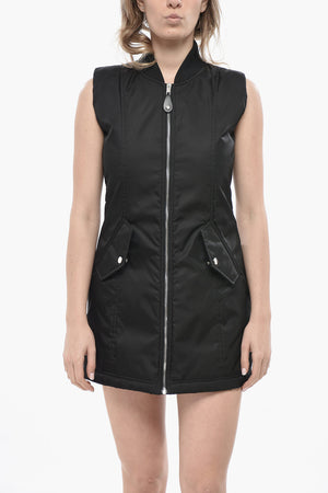 Quilted Zip-Up Dress with Flap Pockets
