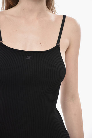 Silp Dress a Costine con Logo Frontale