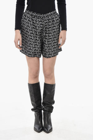 Bedruckte Seidenshorts mit elastischem Bund