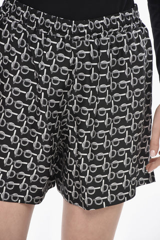 Shorts in Seta Stampati con Elastico in Vita