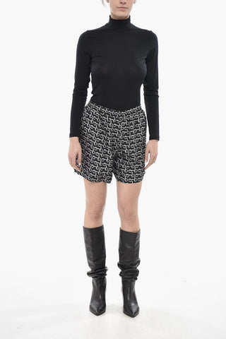 Shorts in Seta Stampati con Elastico in Vita