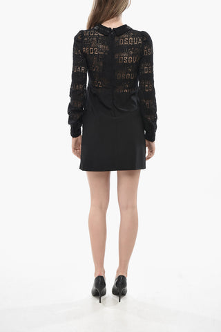 Lace Mini Shirt Dress with Patch Pockets