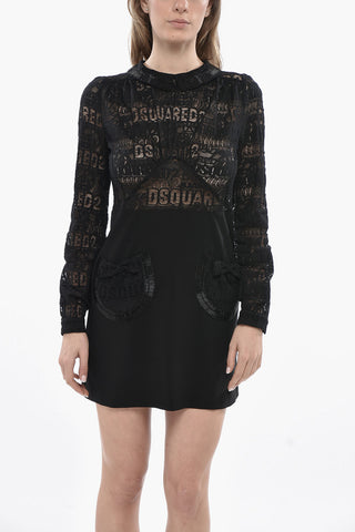 Lace Mini Shirt Dress with Patch Pockets
