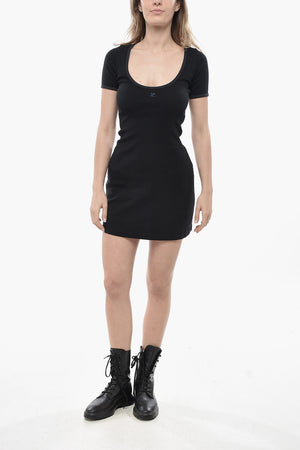 Tee Dress in Cotone con Orli a Contrasto