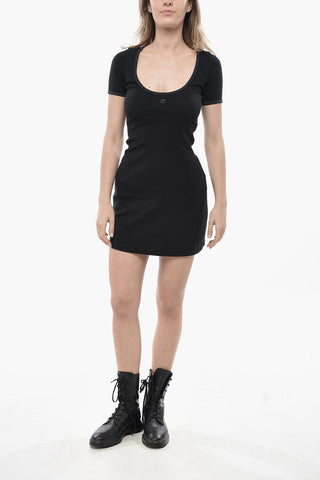 T-Shirt-Kleid aus Baumwolle mit kontrastierenden Säumen