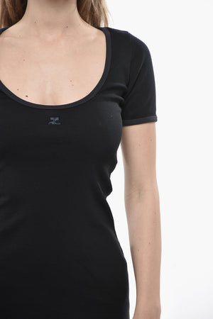 Tee Dress in Cotone con Orli a Contrasto