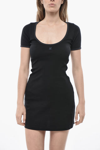 T-Shirt-Kleid aus Baumwolle mit kontrastierenden Säumen