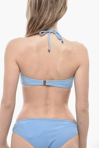 Einfarbiges Bikini-Oberteil mit V-förmigem Design