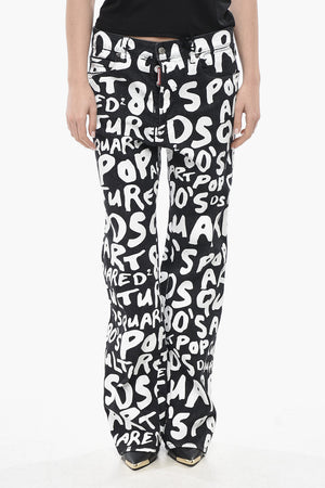 Dunkel gewaschene Jeans mit Allover-Logo 24 cm