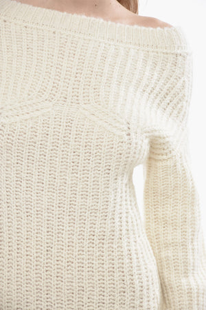 Off-Shoulder-Kleid aus Wollmischung mit langen Ärmeln