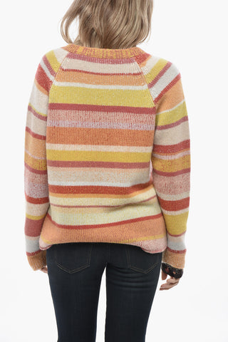 Cardigan in Cashmere a Righe con Scollo a V