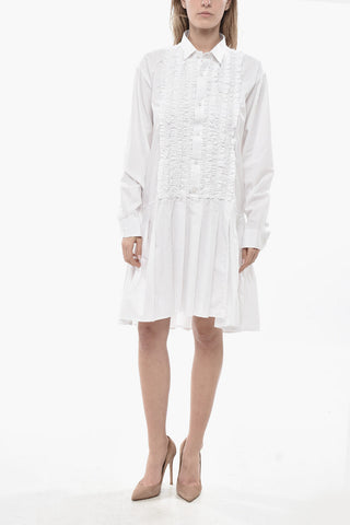 Chemisier Ruffle Front in Popeline di Cotone