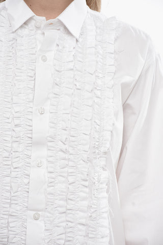 Chemisier Ruffle Front in Popeline di Cotone