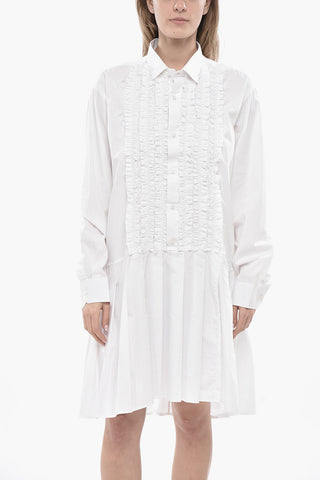 Chemisier Ruffle Front in Popeline di Cotone
