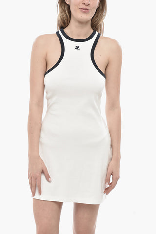 Tank Dress in Cotone con Orli a Contrasto