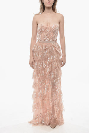 Maxi Vestito Strapless con Paillettes